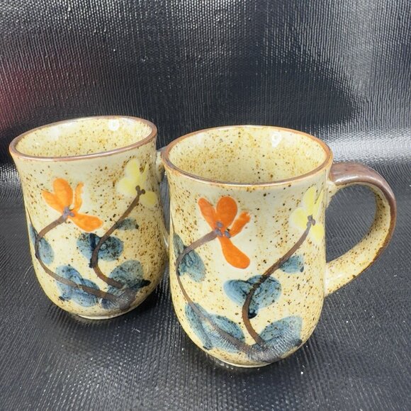 Otagiri Japan Pottery Speckled Brown Coffee Mug Cup Set 2 Mugs Cups Stoneware - Picture 10 of 13